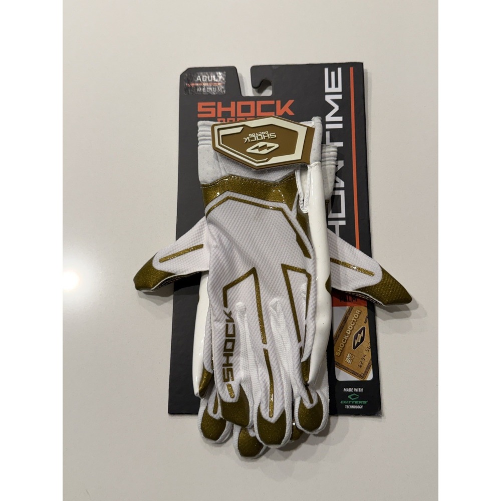 Shock Doctor Showtime Receiver Football Gloves White Gold Adult Medium NWT